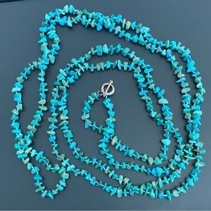 Sterling XXX Long Turquoise Bead Necklace
